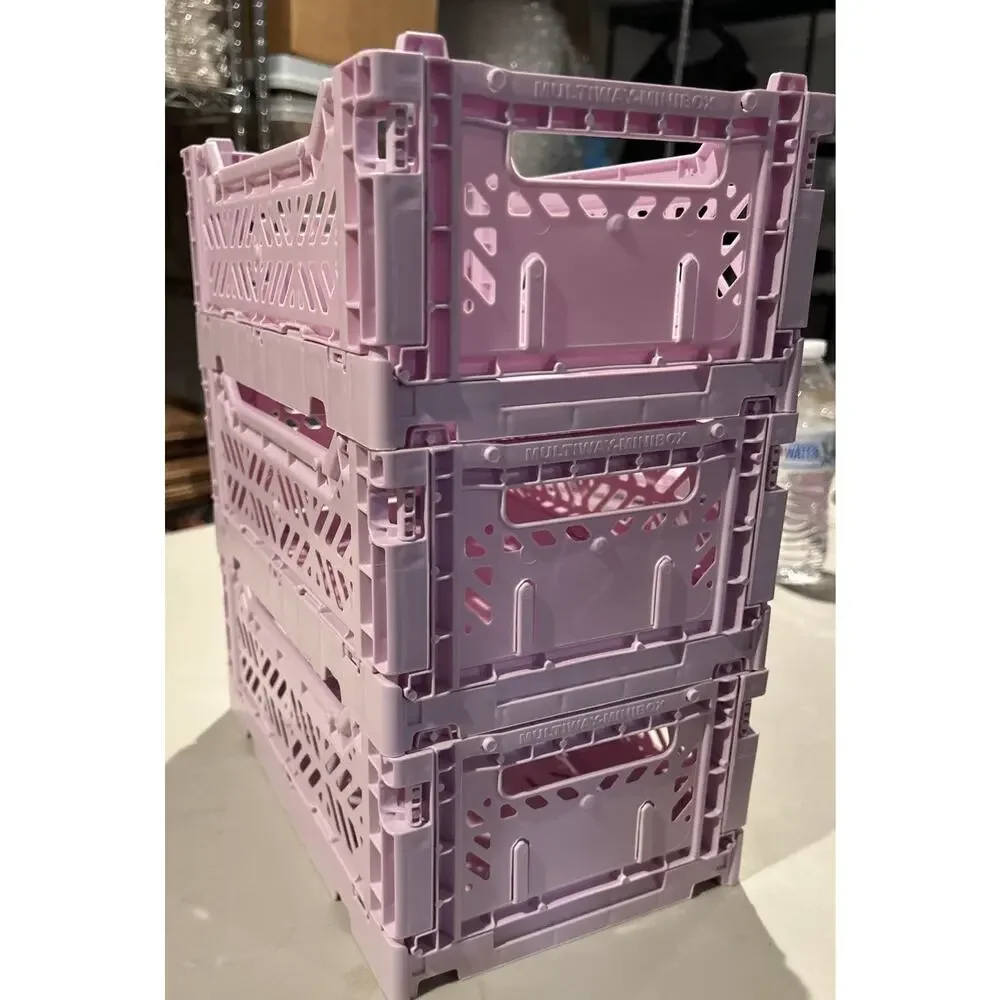 HAY LAVENDER FOLDING STORAGE CRATE. New SET 3